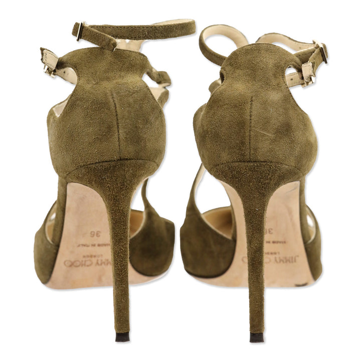 Jimmy Choo Lancer 85 Olive Suede Pump