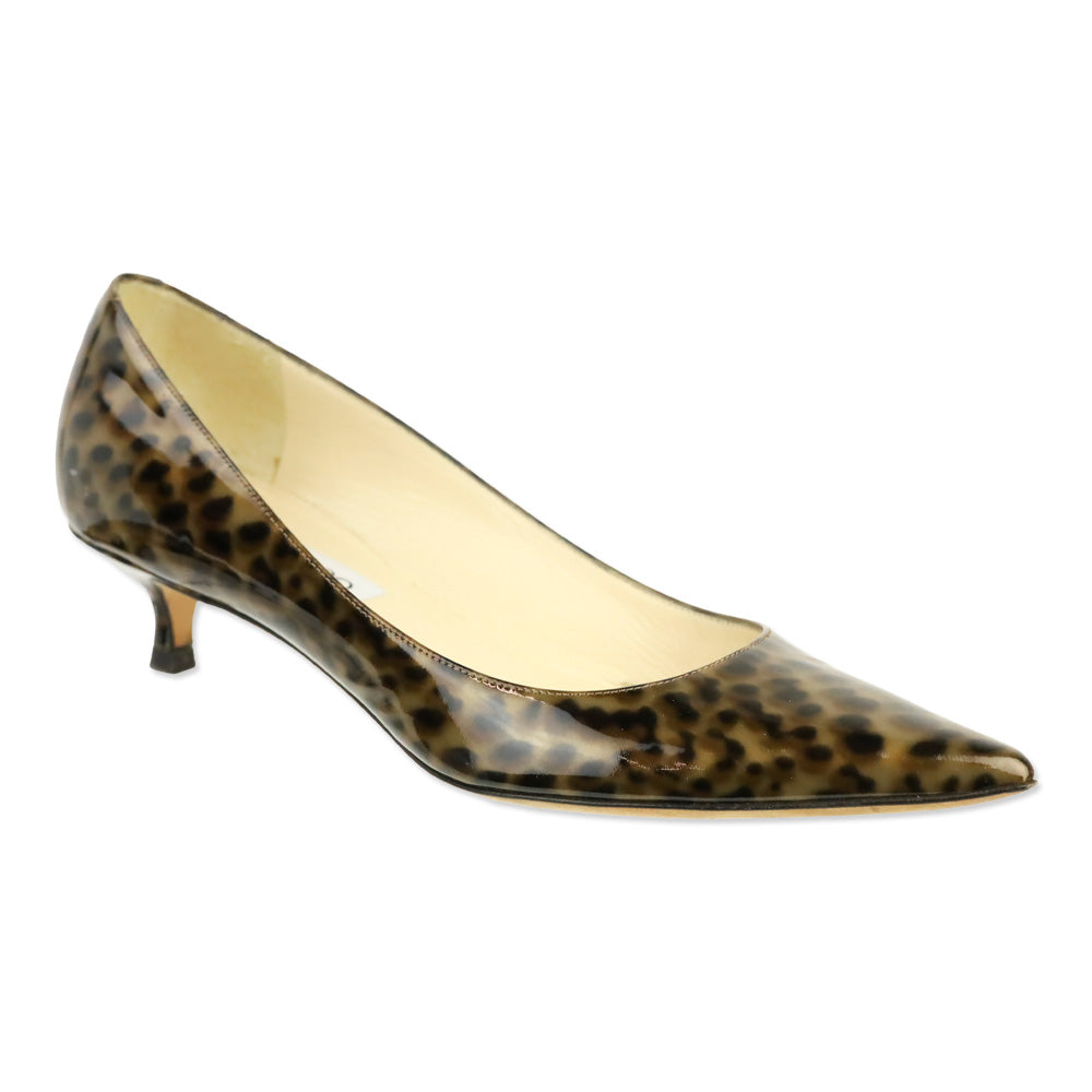 Jimmy Choo Leopard Print Patent Leather Kitten Pump