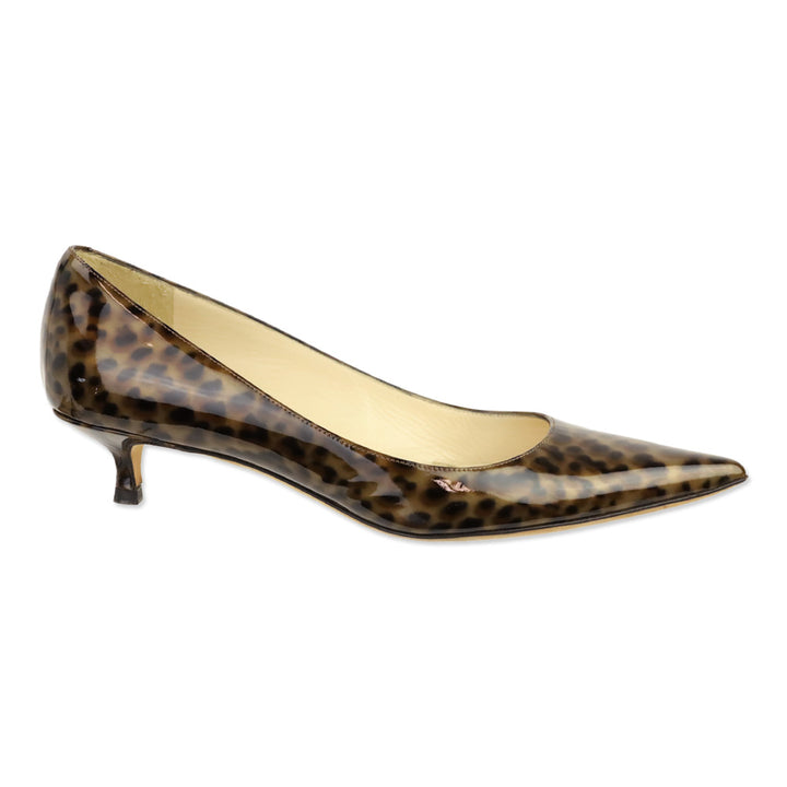 Jimmy Choo Leopard Print Patent Leather Kitten Pump