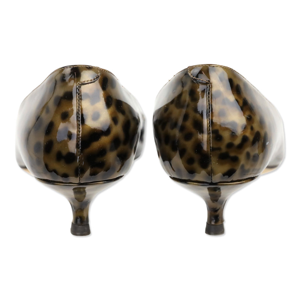 Jimmy Choo Leopard Print Patent Leather Kitten Pump