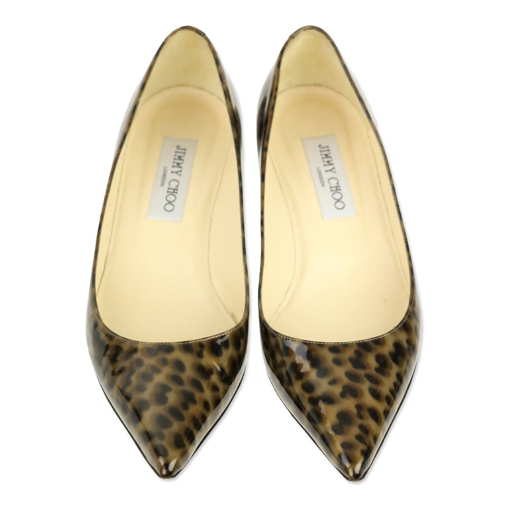 Jimmy Choo Leopard Print Patent Leather Kitten Pump
