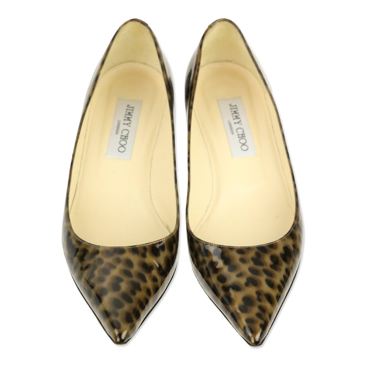 Jimmy Choo Leopard Print Patent Leather Kitten Pump