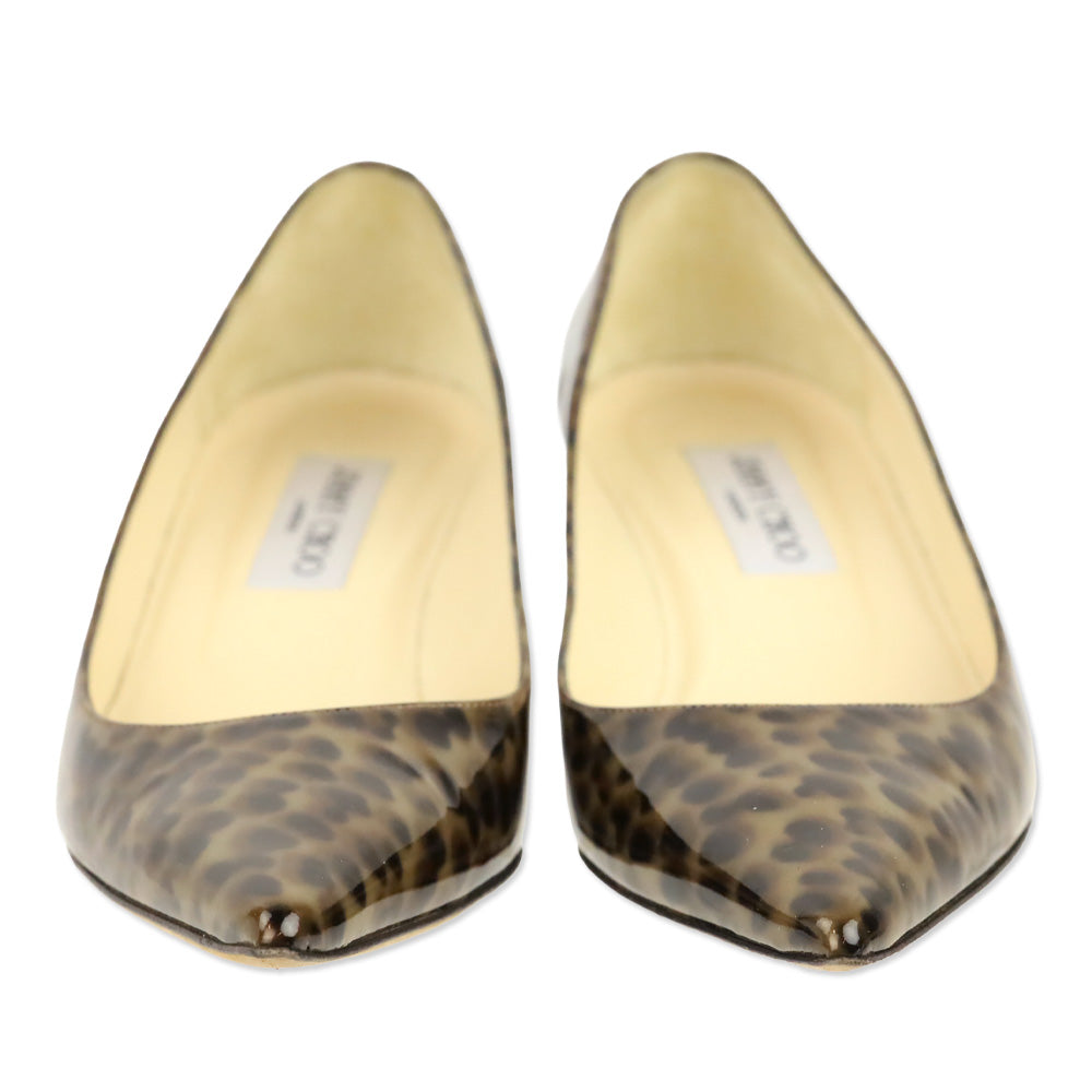 Jimmy Choo Leopard Print Patent Leather Kitten Pump