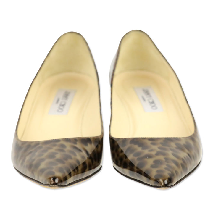 Jimmy Choo Leopard Print Patent Leather Kitten Pump