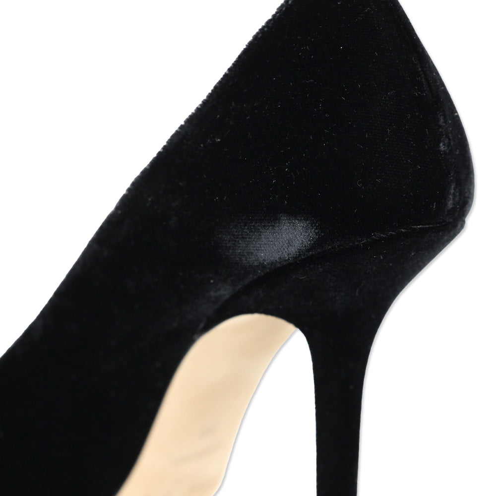 Jimmy Choo Love 100 Black Asymmetrical Velvet/Glitter Pump