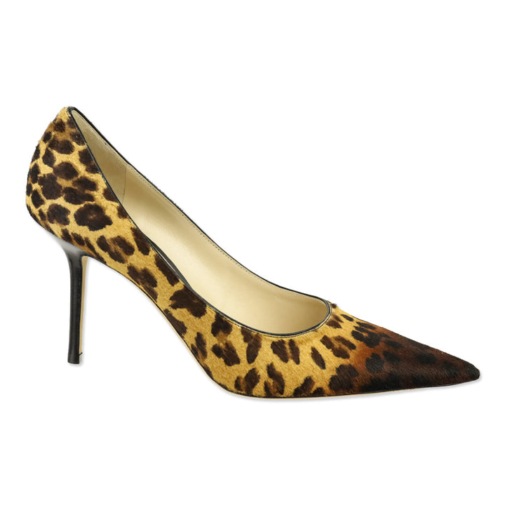 Jimmy Choo Love 85 Natural Mix Degrade Leopard Print Pony Pointed Pumps