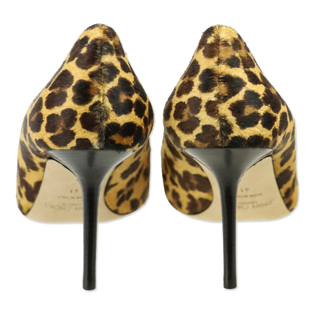 Jimmy Choo Love 85 Natural Mix Degrade Leopard Print Pony Pointed Pumps