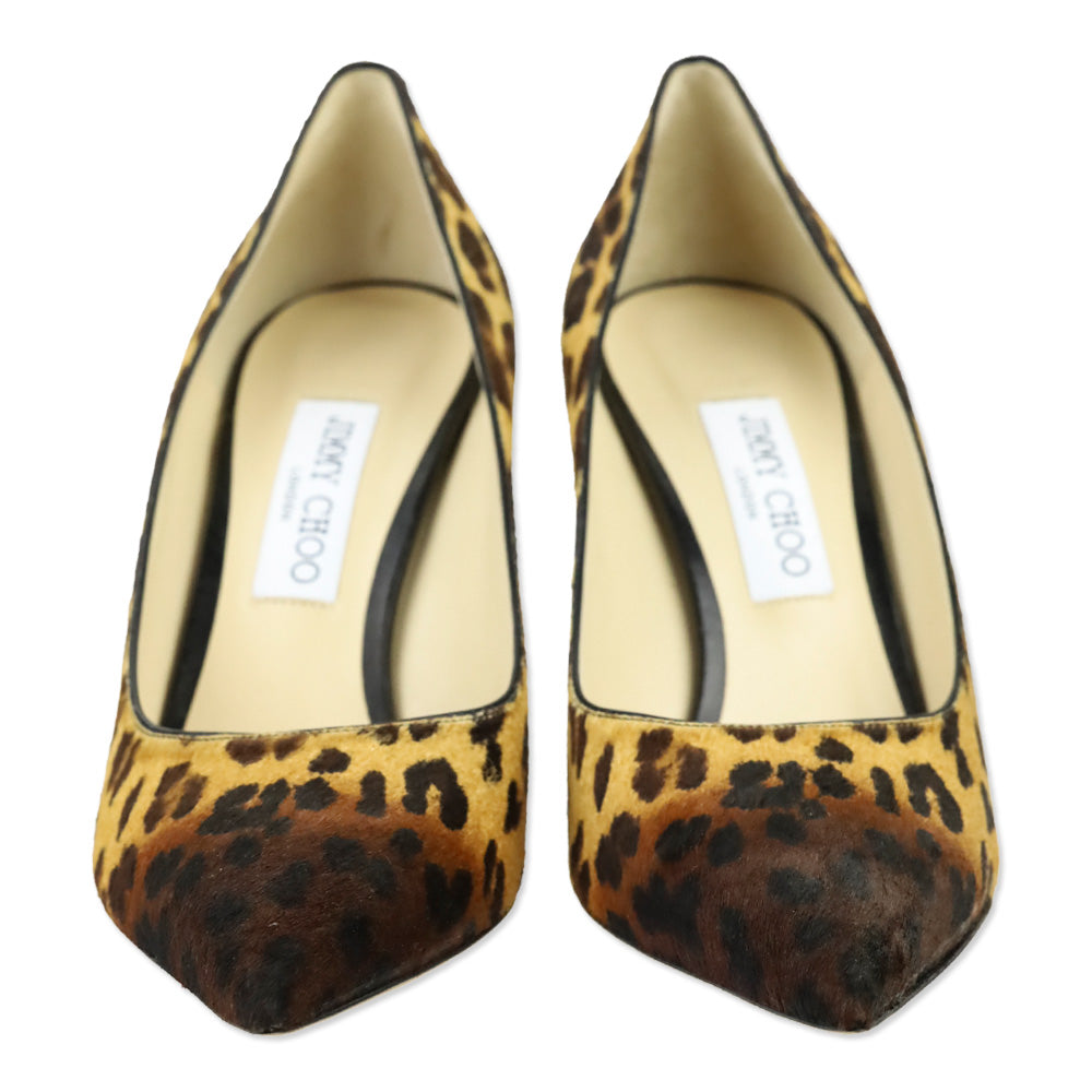 Jimmy Choo Love 85 Natural Mix Degrade Leopard Print Pony Pointed Pumps
