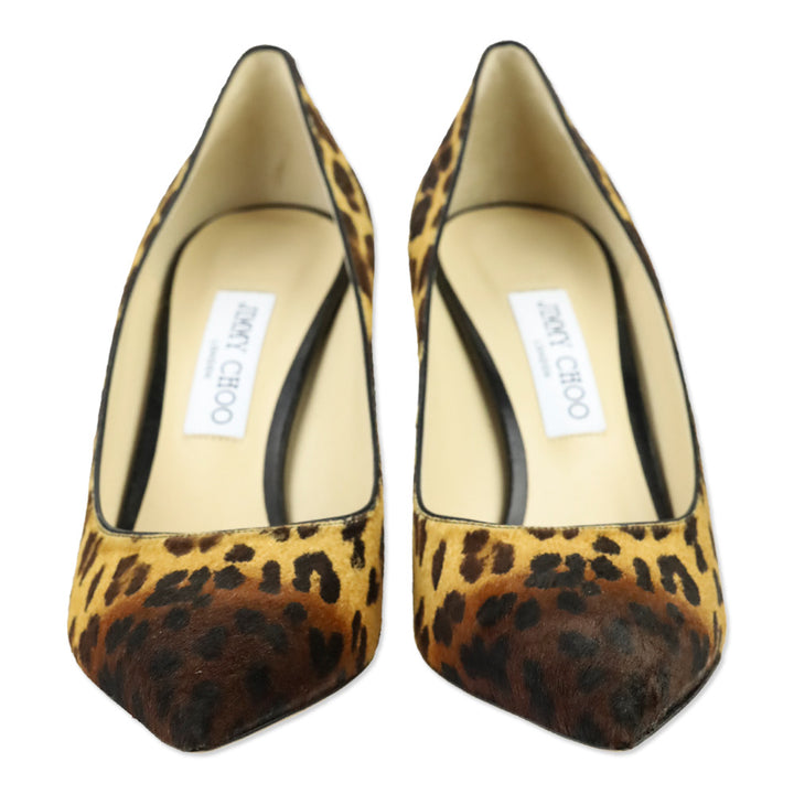 Jimmy Choo Love 85 Natural Mix Degrade Leopard Print Pony Pointed Pumps