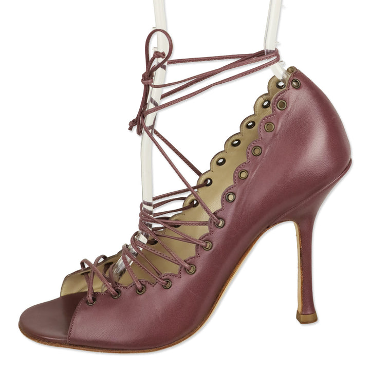 Jimmy Choo Mauve Leather Victorian Lace-Up Pump