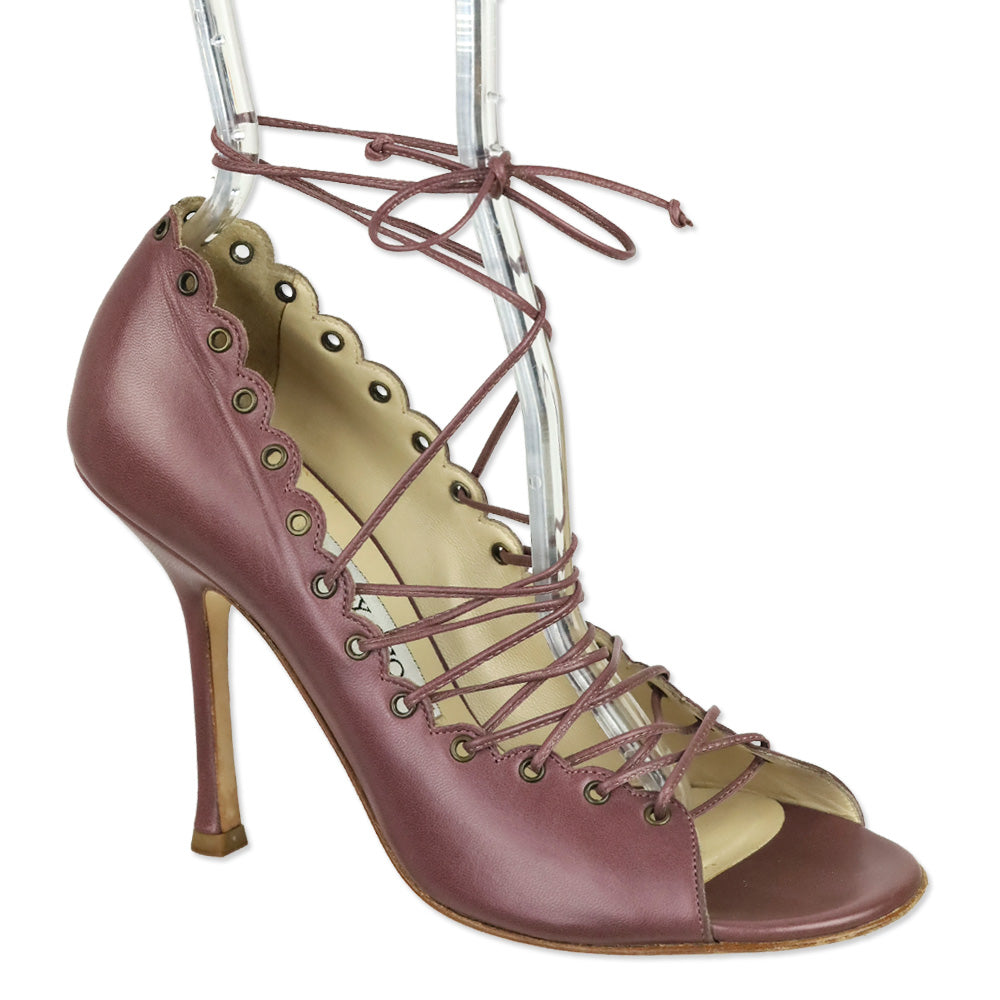 Jimmy Choo Mauve Leather Victorian Lace-Up Pump