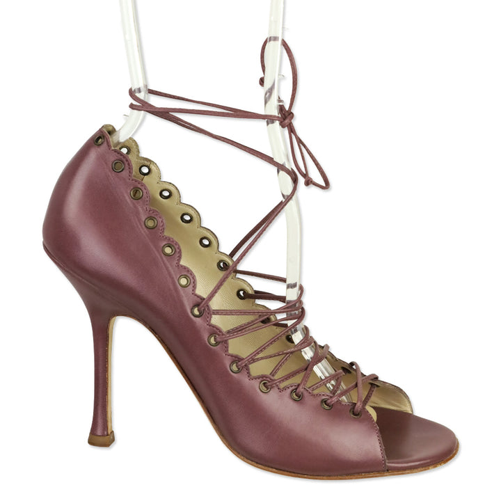 Jimmy Choo Mauve Leather Victorian Lace-Up Pump