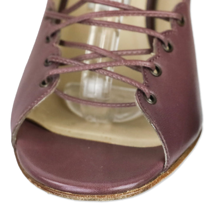 Jimmy Choo Mauve Leather Victorian Lace-Up Pump
