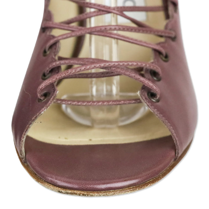 Jimmy Choo Mauve Leather Victorian Lace-Up Pump