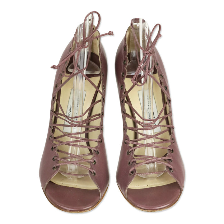 Jimmy Choo Mauve Leather Victorian Lace-Up Pump