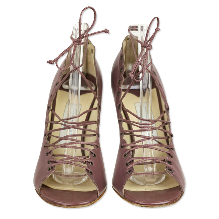 Jimmy Choo Mauve Leather Victorian Lace-Up Pump