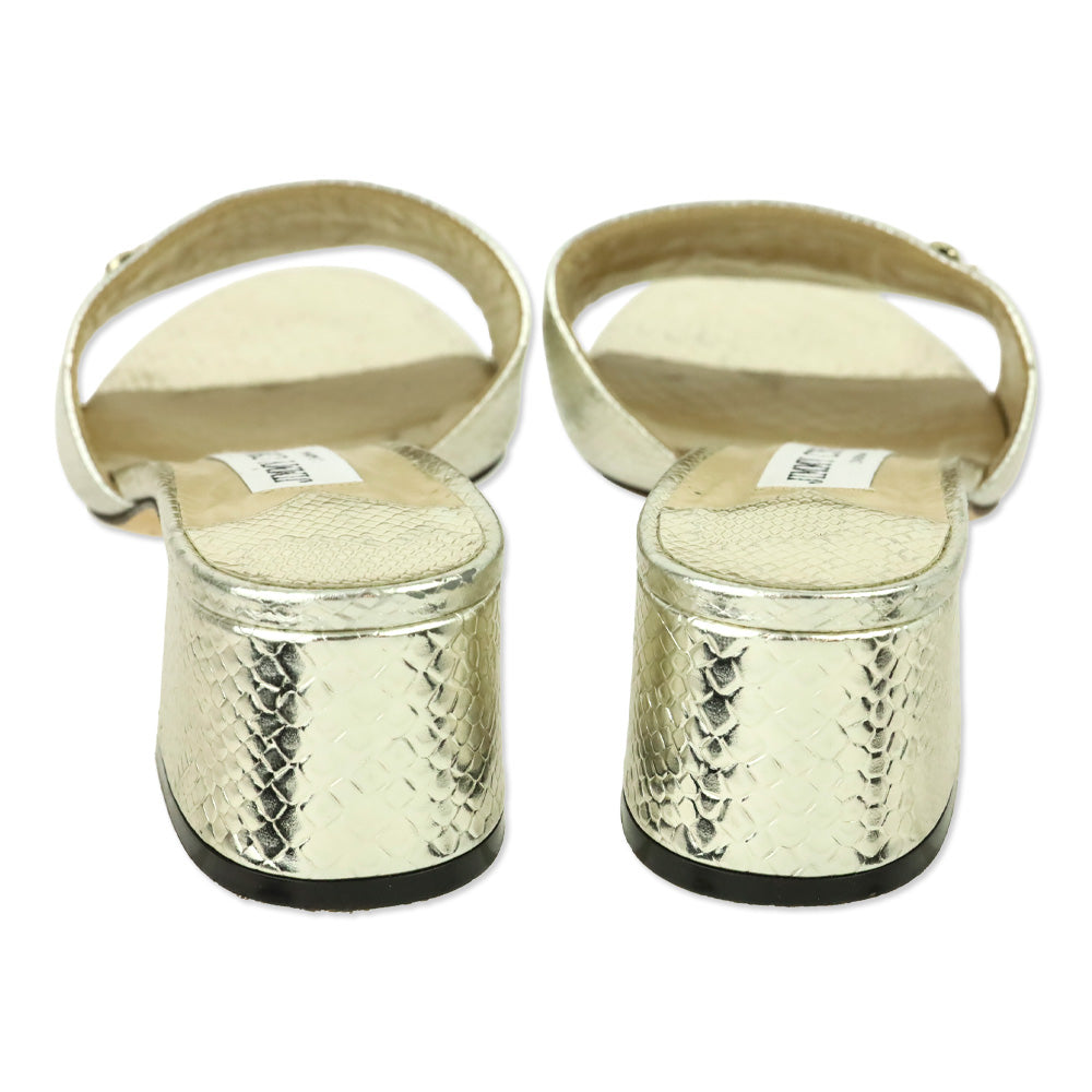 Jimmy Choo Metallic Gold Lizard Embossed Minea 45 Sandals