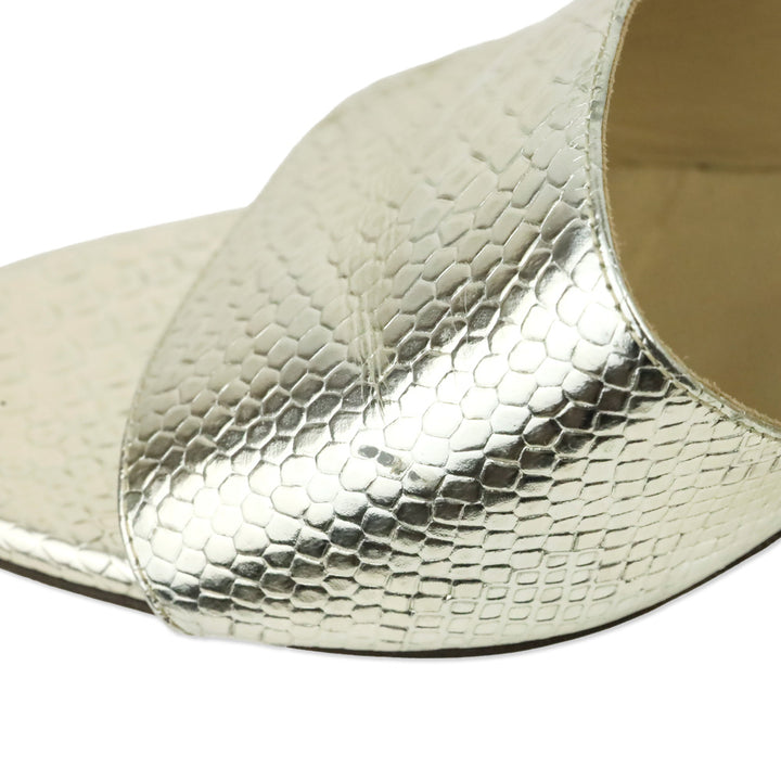 Jimmy Choo Metallic Gold Lizard Embossed Minea 45 Sandals