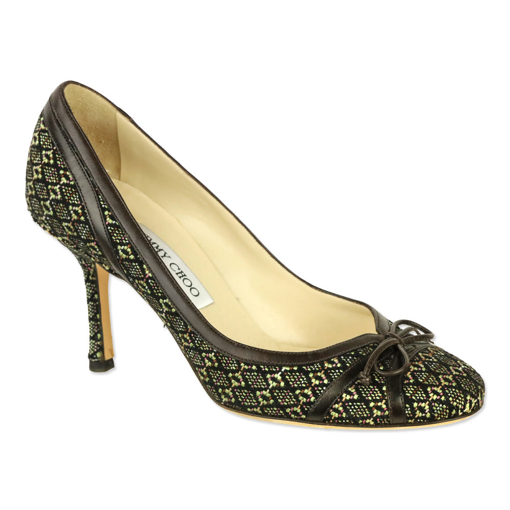 Jimmy Choo Multicolor Diamond Embroidered Bow Pump