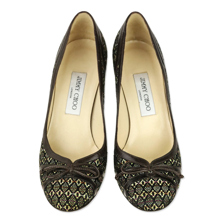Jimmy Choo Multicolor Diamond Embroidered Bow Pump