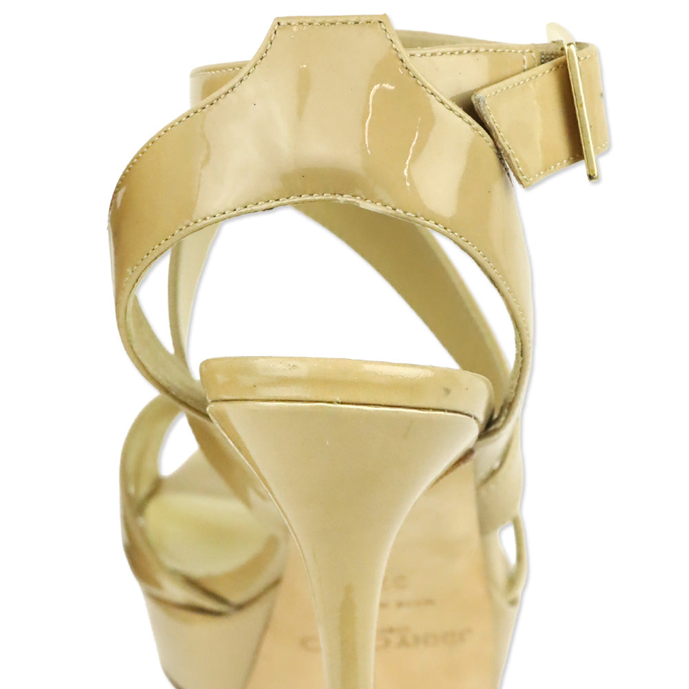 Jimmy Choo Nude Patent Leather 120 Vamp Sandal