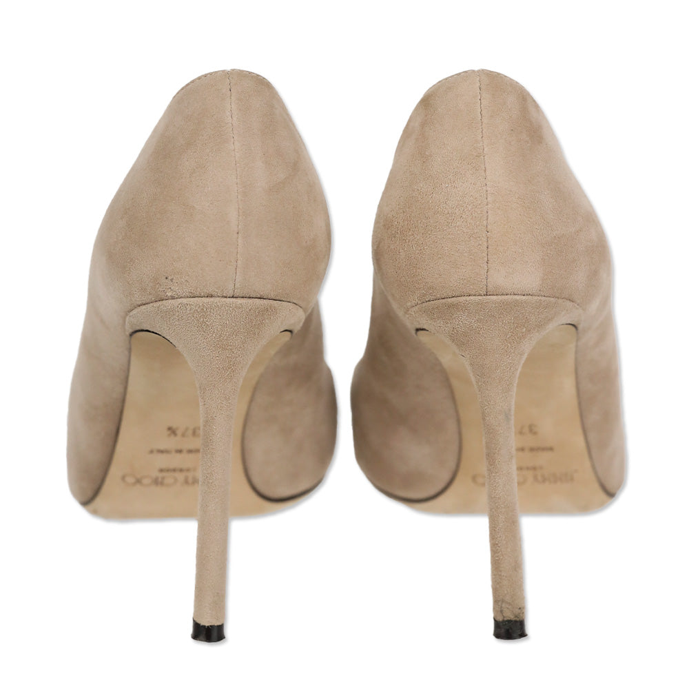 Jimmy Choo Nude Suede Pointed Toe Pumps