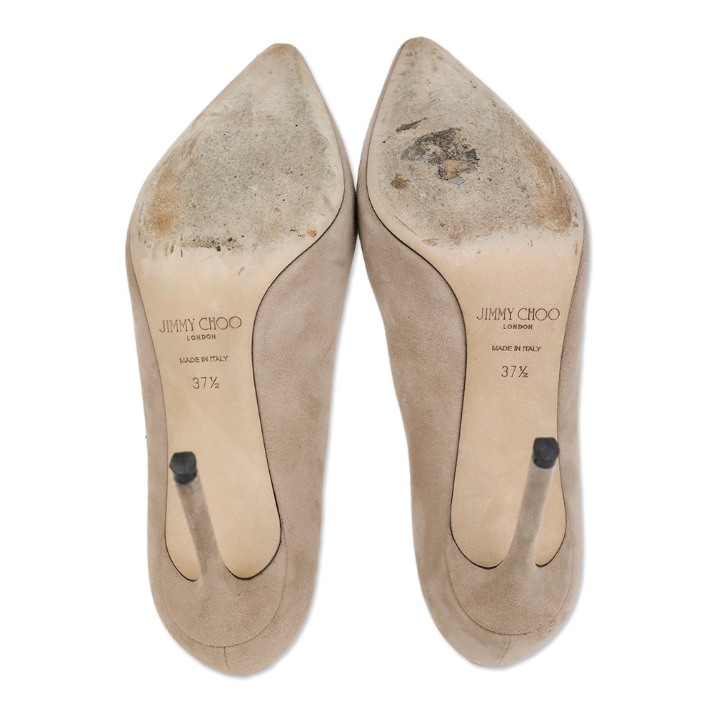 Jimmy Choo Nude Suede Pointed Toe Pumps