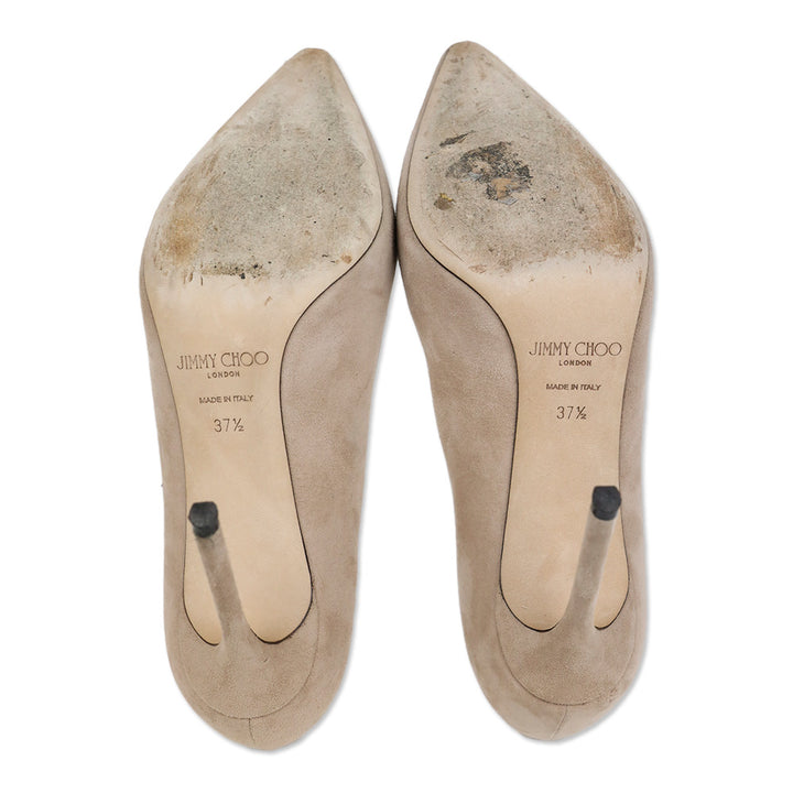 Jimmy Choo Nude Suede Pointed Toe Pumps