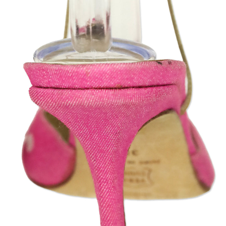 Jimmy Choo Pink Denim Eyelet Ankle-Wrap Pump