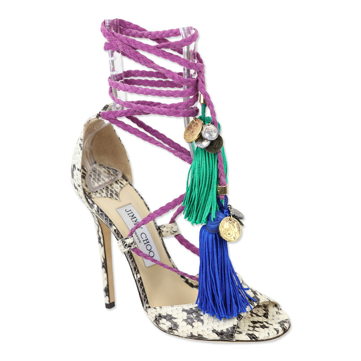 Jimmy Choo Python Dream Rope-Tie Elaphe Sandal