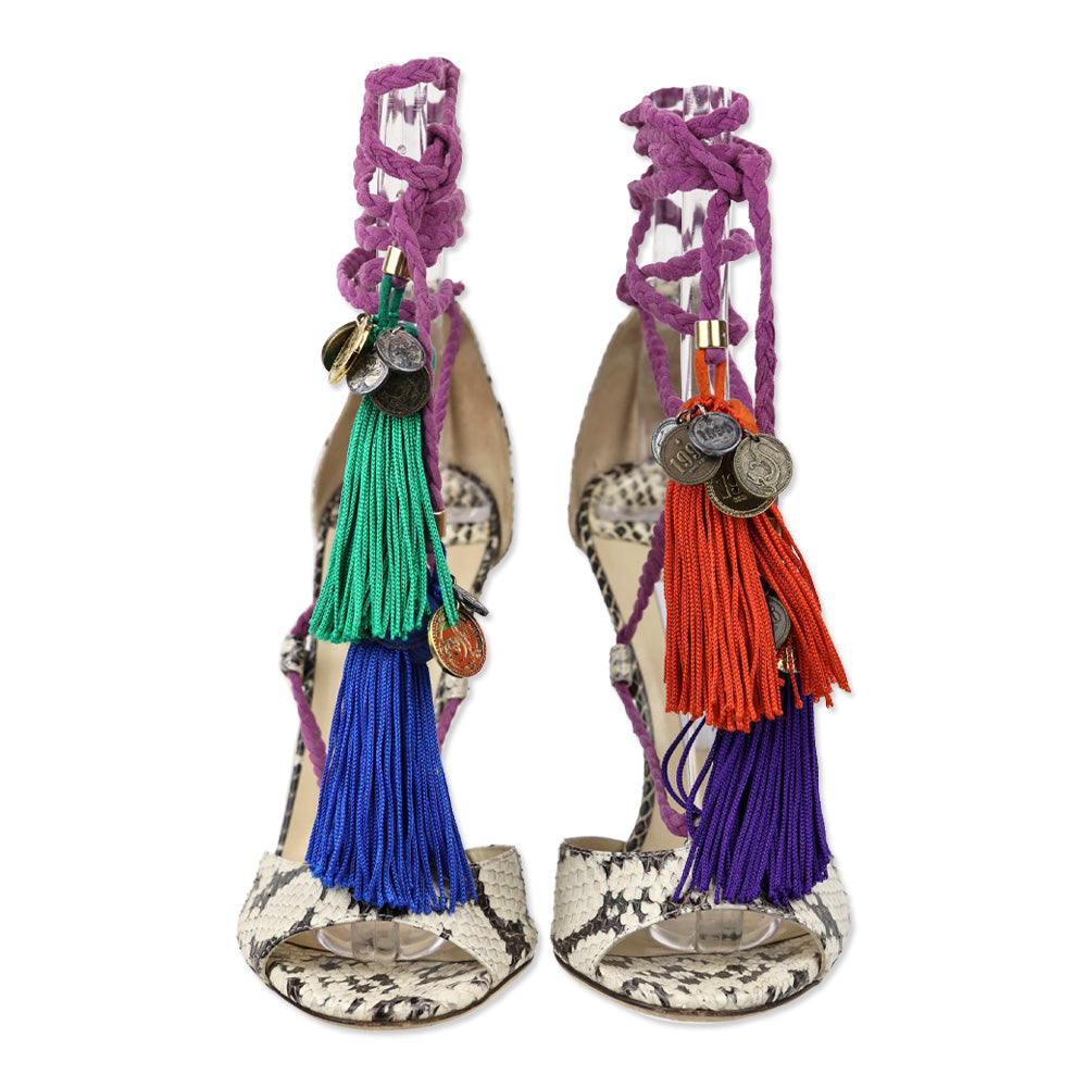 Jimmy Choo Python Dream Rope-Tie Elaphe Sandal