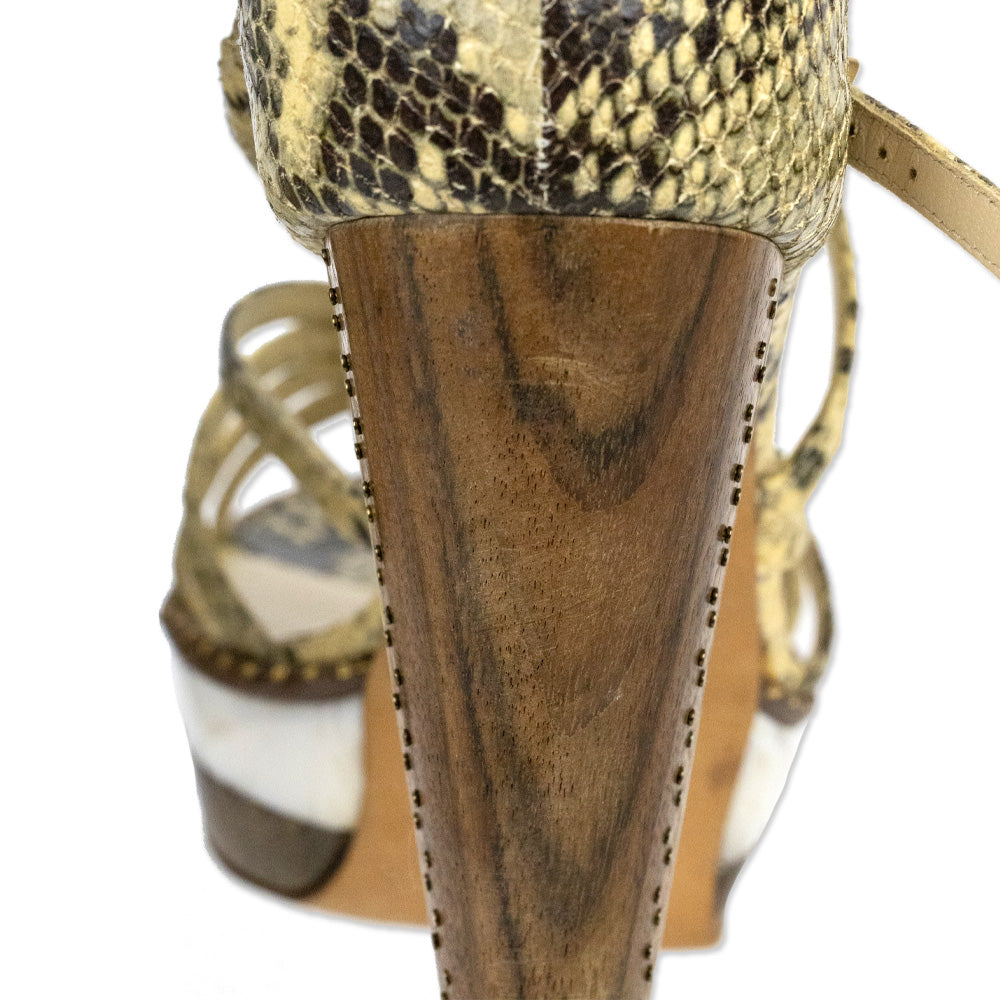 Jimmy Choo Python Print London Tone Platform Sandals