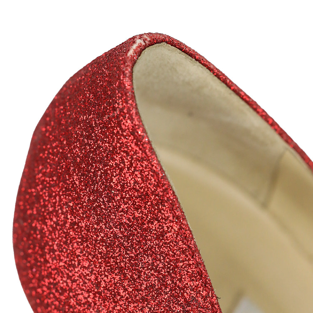 Jimmy Choo Red Glitter Pointed Toe Pump