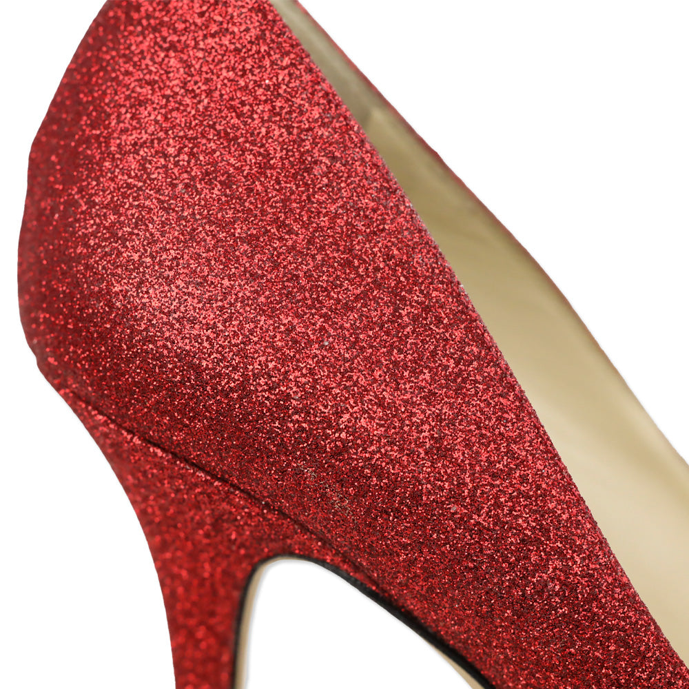 Jimmy Choo Red Glitter Pointed Toe Pump