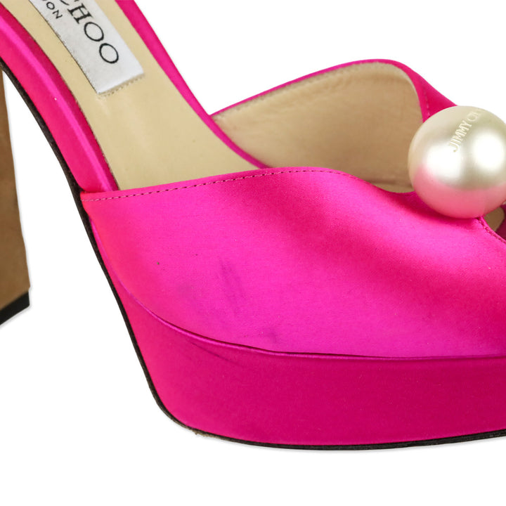 Jimmy Choo Socorie 120 Pink Fuchsia Satin Platform Sandals