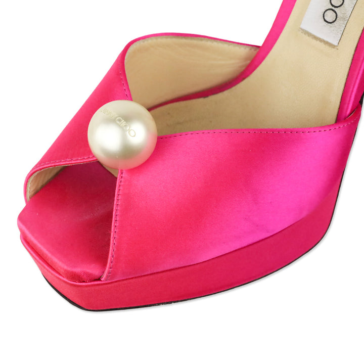 Jimmy Choo Socorie 120 Pink Fuchsia Satin Platform Sandals