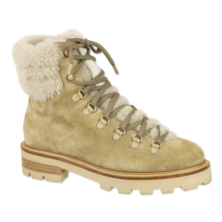 Jimmy Choo Stucco/Natural Suede with Shearling Eshe Hiking Boot