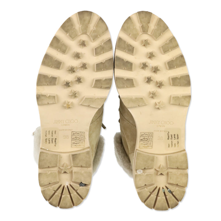 Jimmy Choo Stucco/Natural Suede with Shearling Eshe Hiking Boot