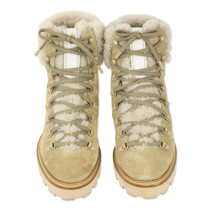 Jimmy Choo Stucco/Natural Suede with Shearling Eshe Hiking Boot