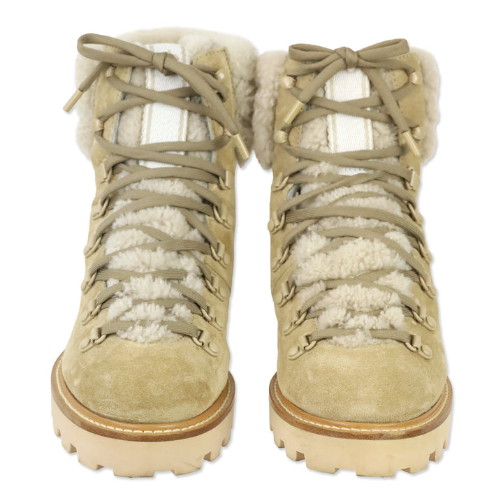 Jimmy Choo Stucco/Natural Suede with Shearling Eshe Hiking Boot