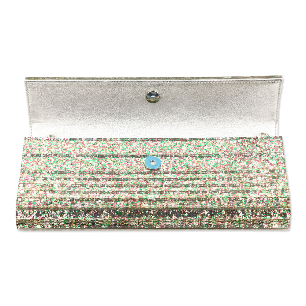 Jimmy Choo Sweetie Peppermint Coarse Glitter Acrylic Clutch