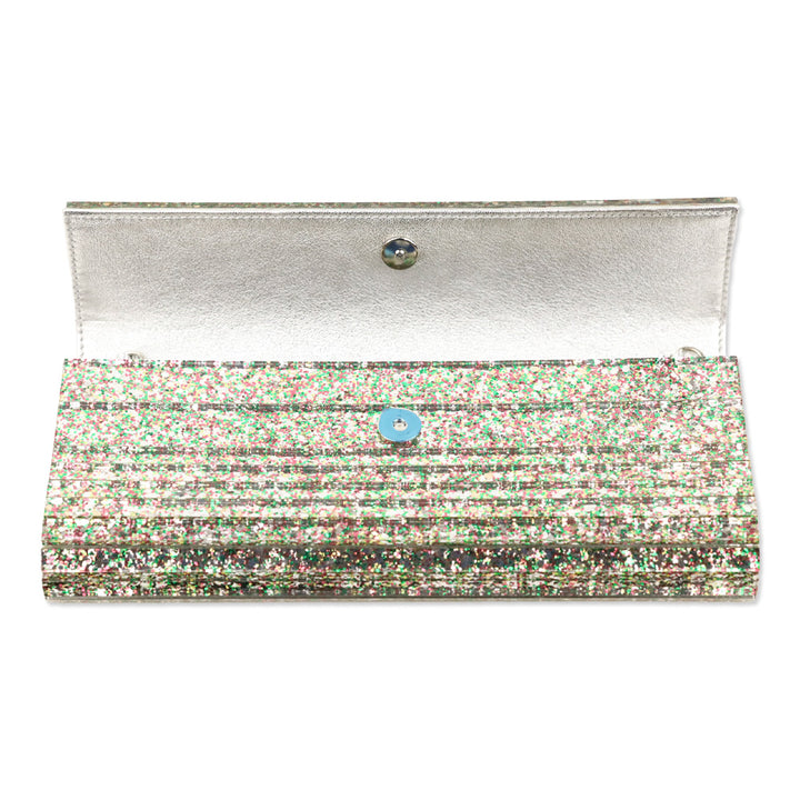 Jimmy Choo Sweetie Peppermint Coarse Glitter Acrylic Clutch