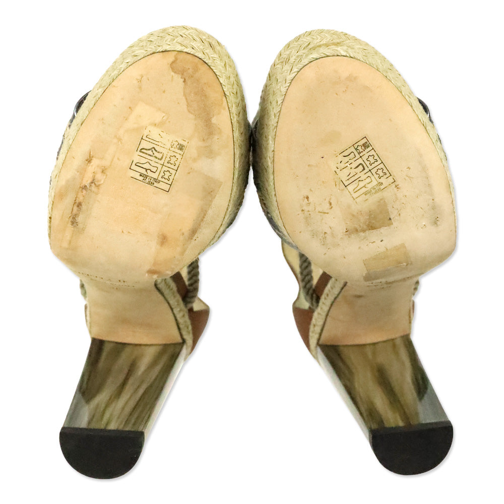 Jimmy Choo Tan Leather Mayje 130mm Rope Tie Platform Sandal