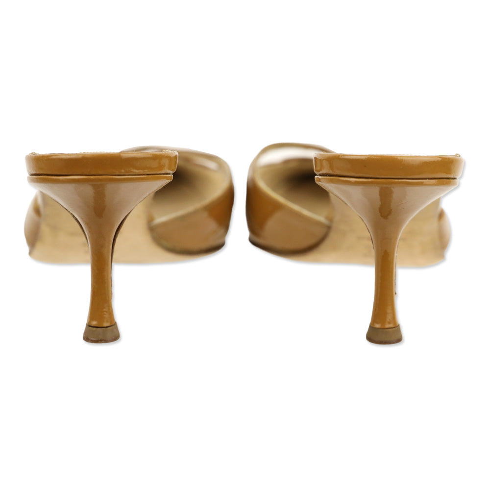 Jimmy Choo Tan Patent Leather Mules