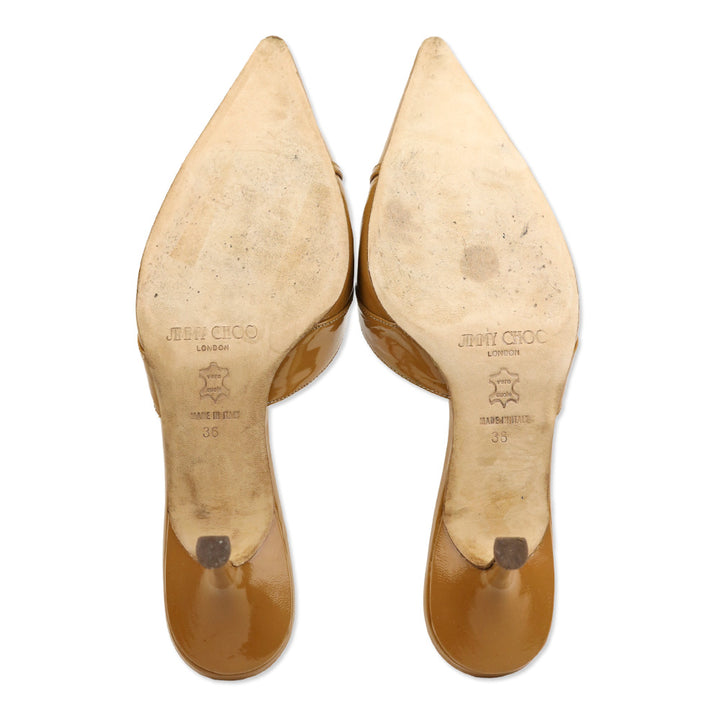 Jimmy Choo Tan Patent Leather Mules