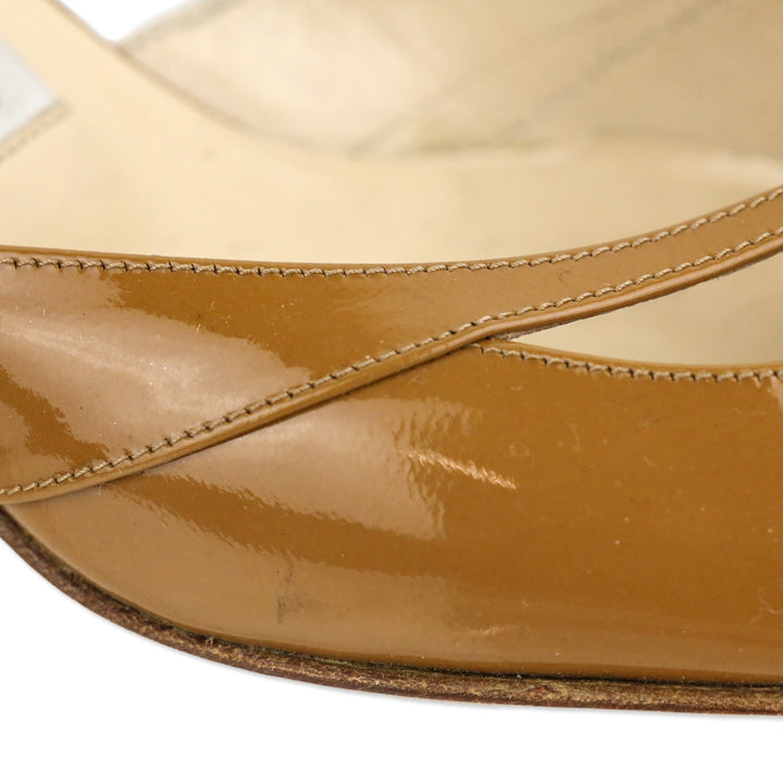 Jimmy Choo Tan Patent Leather Mules