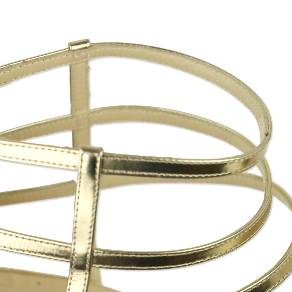 Jimmy Choo Tolka Metallic Gold and Indigo Suede Cage Sandals