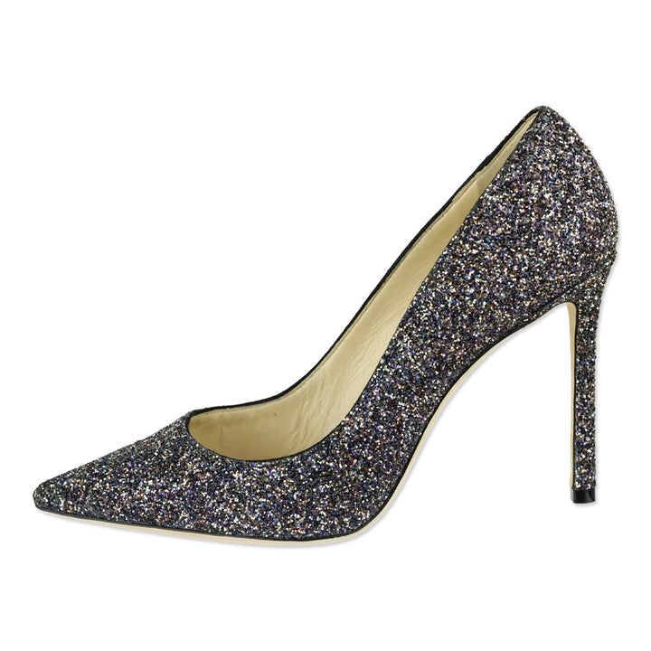 Jimmy Choo Twilight Glitzy Glitter Fabric Romy 100 Pumps