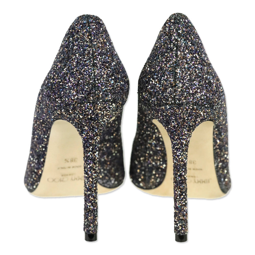 Jimmy Choo Twilight Glitzy Glitter Fabric Romy 100 Pumps