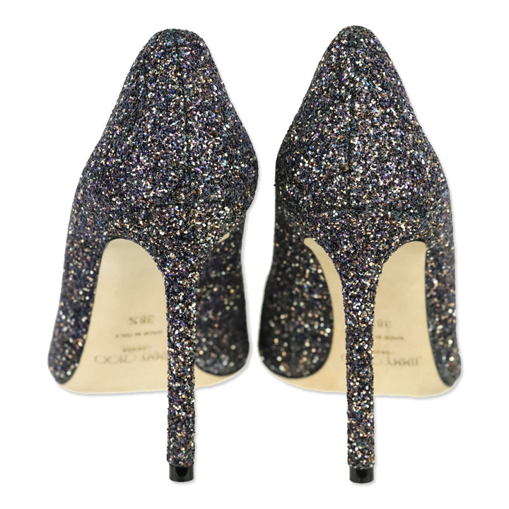 Jimmy Choo Twilight Glitzy Glitter Fabric Romy 100 Pumps